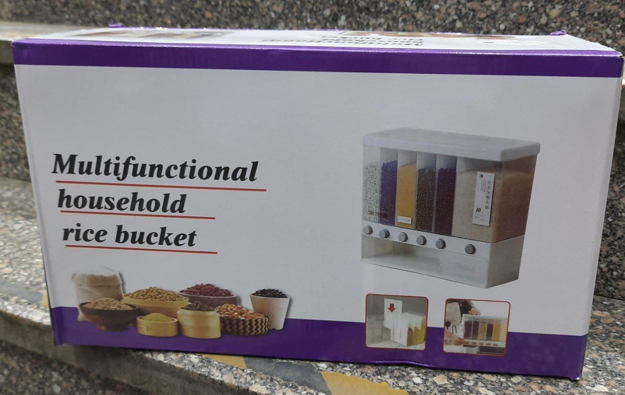 Plastic 6 Grid Food Dispenser/Multifunction Household Rice Bucket Plastic 6 Grid Food Dispenser/Multifunction Household Rice Bucket